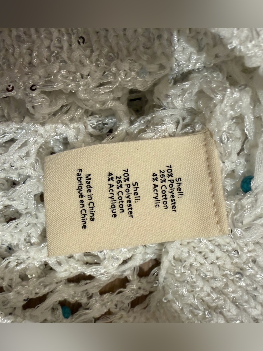 L Agence Parmida embellished open knit crochet Tank Top with Turquoise beads - Picture 6 of 7